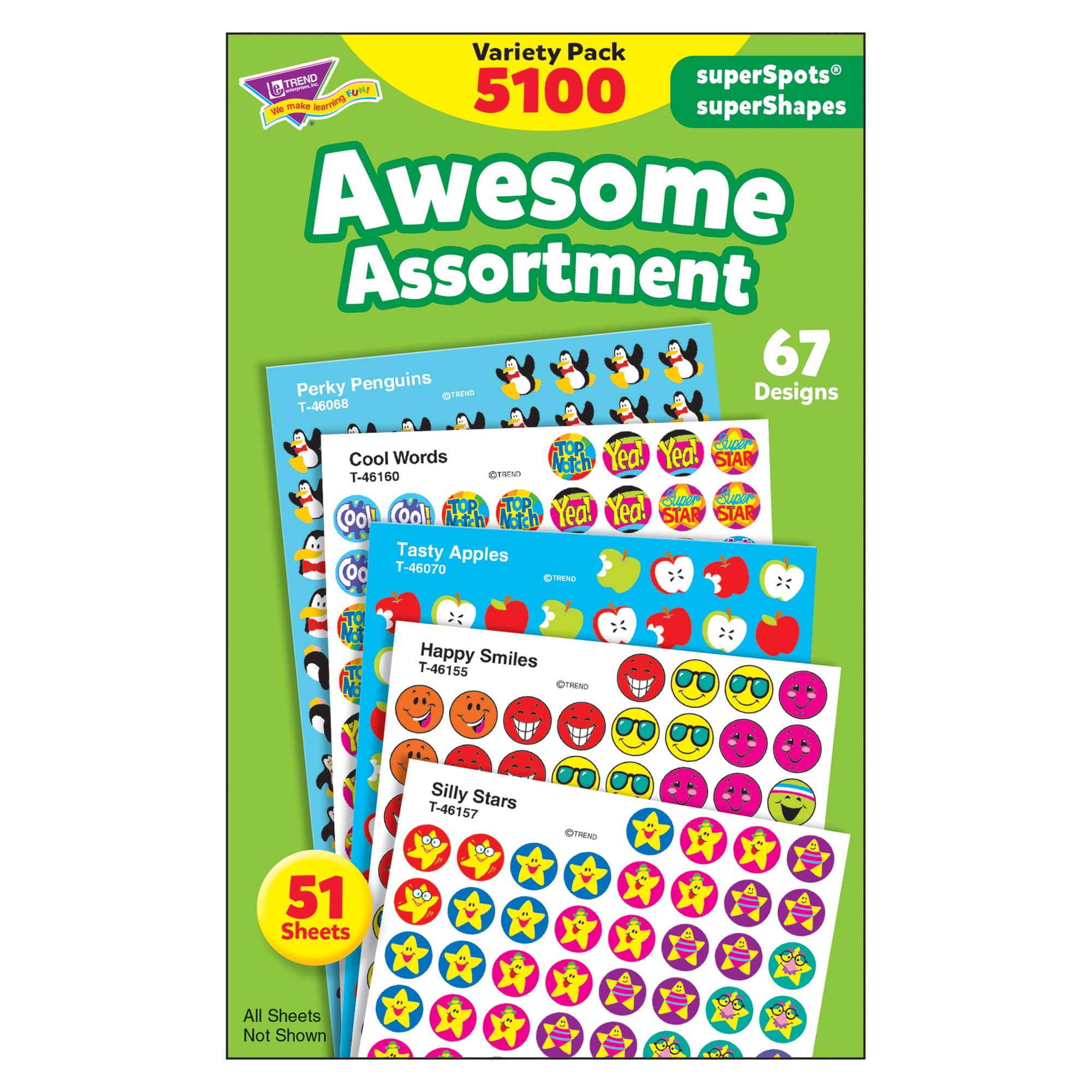 Trend Enterprises® superSpots® superShapes Awesome Assortment 7/16” Stickers, 5100 Count